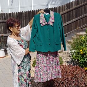 Teal Floral Skirt Set